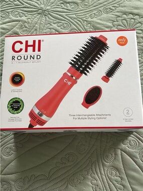 CHI Red 3-in-1 Round Blowout Brush with Interchangeable Attachments